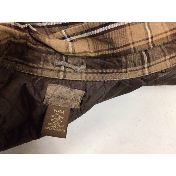 Vintage Brown Plaid Button Up Quilted Flannel Y2K Old School Jacket Mens XL - Picture 8 of 8